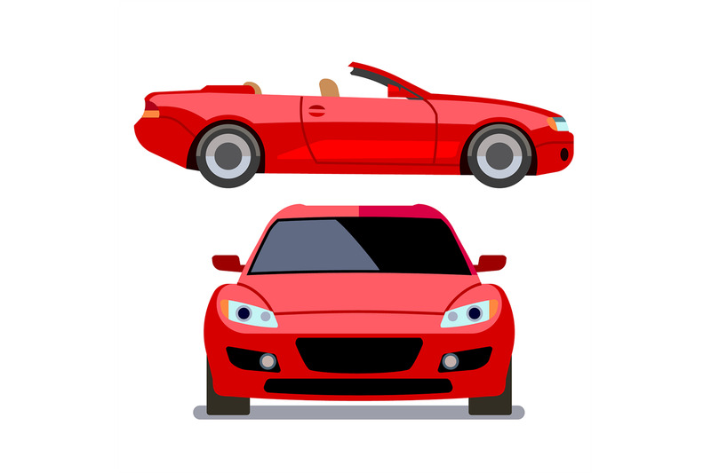 vector-flat-style-cars-in-different-views-red-cabriolet