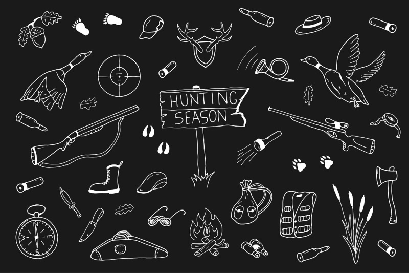 hunting-collection-in-doodle-style