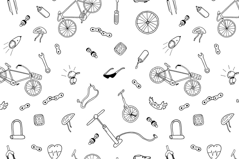 bicycle-collection-in-doodle-style