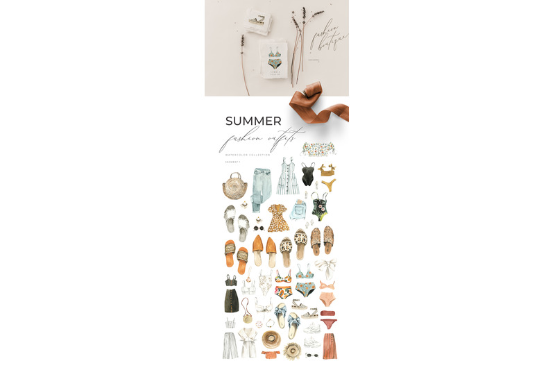 summer-aesthetics-watercolor-essentials-clipart-collection-tropical