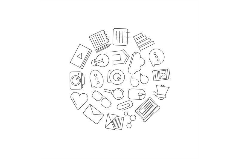 vector-line-blog-icons-in-circle-shape-illustration