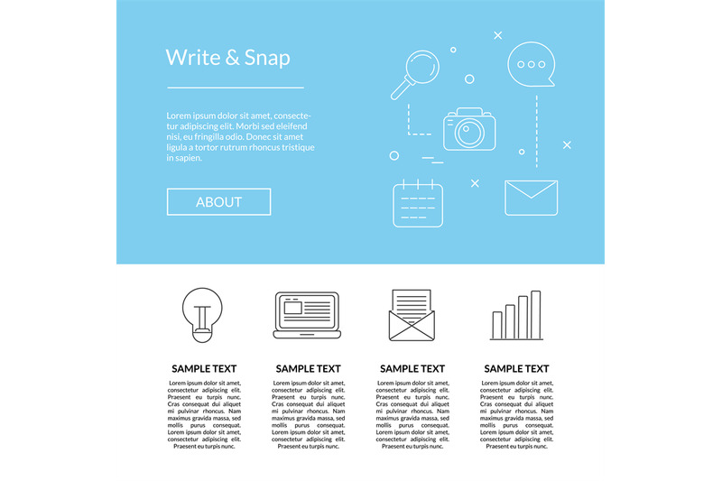 vector-line-blog-icons-landing-page-template-illustration