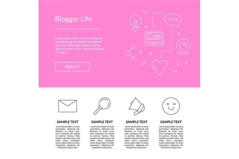 vector-line-blog-icons-landing-page-template-illustration