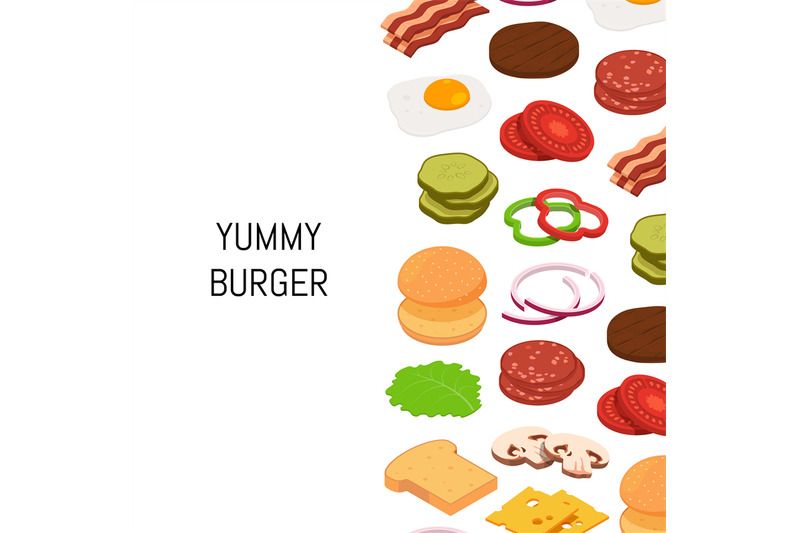 vector-isometric-burger-with-color-ingredients-background