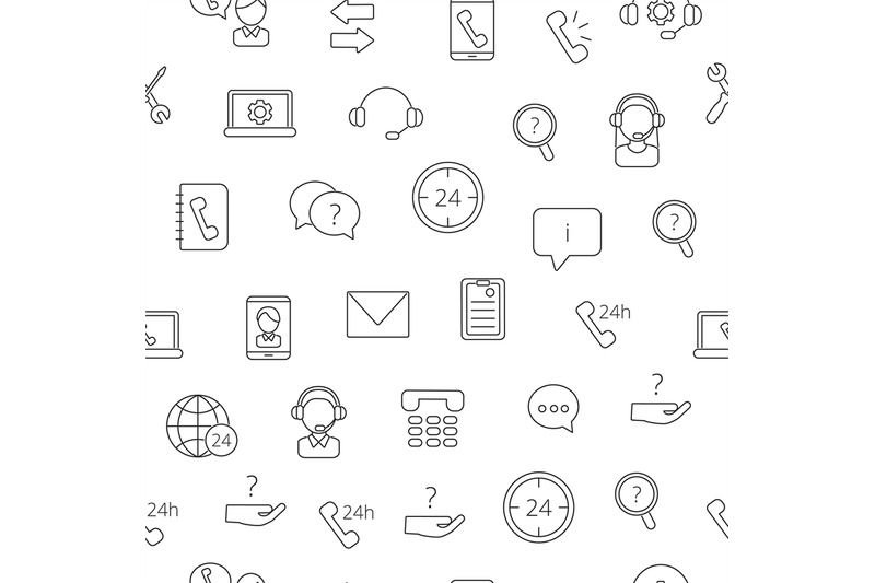 vector-line-call-support-center-icons-pattern-or-background-illustrati