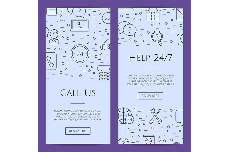 vector-line-call-support-center-icons-web-banner-templates-illustratio