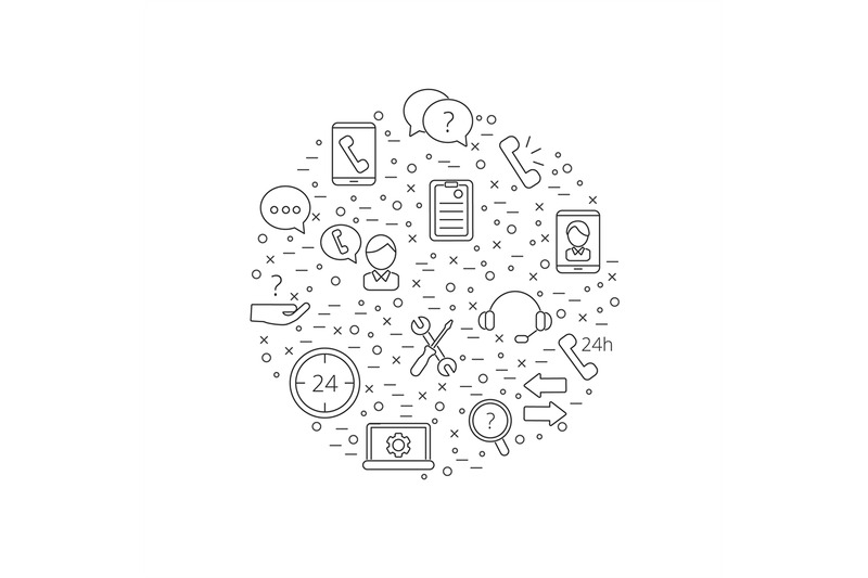 vector-line-call-support-center-icons-in-circle-shape-illustration