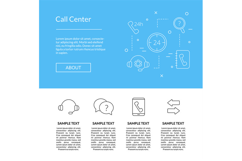 vector-line-call-support-center-icons-template-illustration