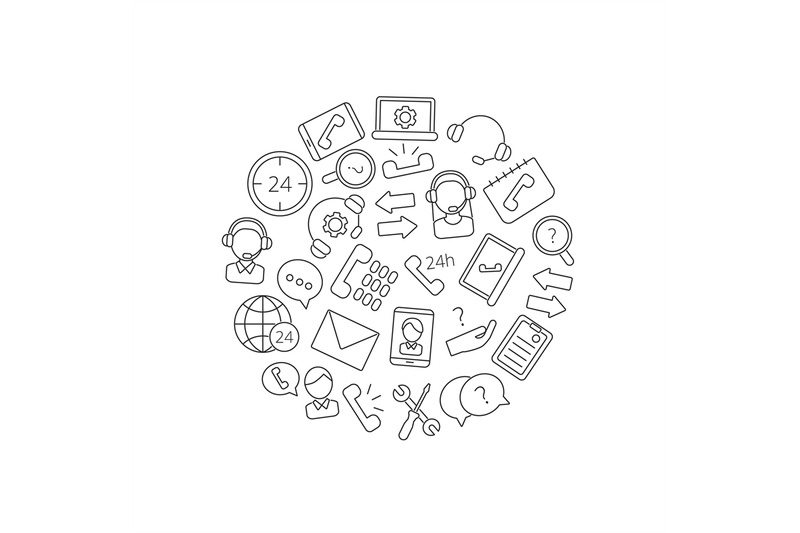 vector-line-call-support-center-icons-in-circle-shape-illustration