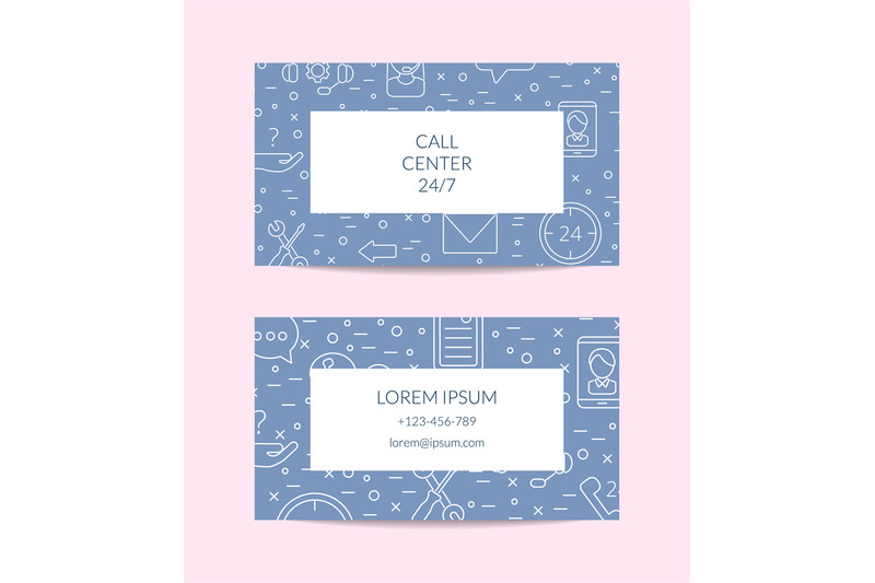 vector-line-call-support-center-icons-business-card-template-illustrat