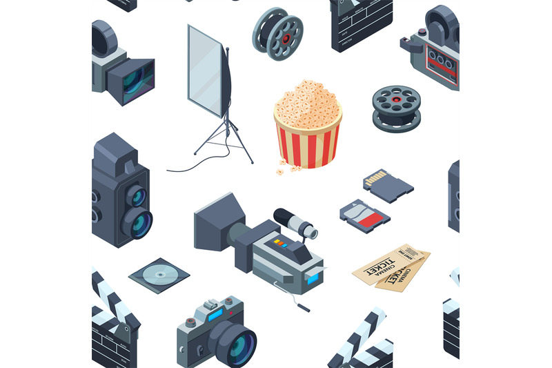 vector-cinematograph-isometric-pattern-or-background-illustration