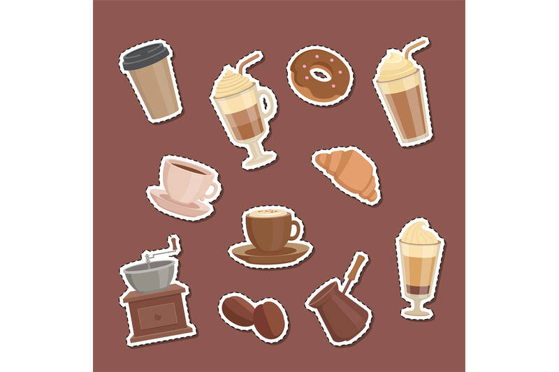 vector-cartoon-coffee-types-stickers-set-illustration