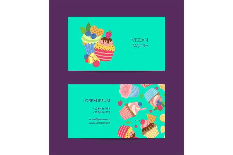 vector-cute-cartoon-cupcakes-business-card-isolated