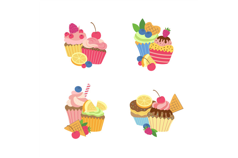 vector-cute-cartoon-muffins-or-cupcakes-set