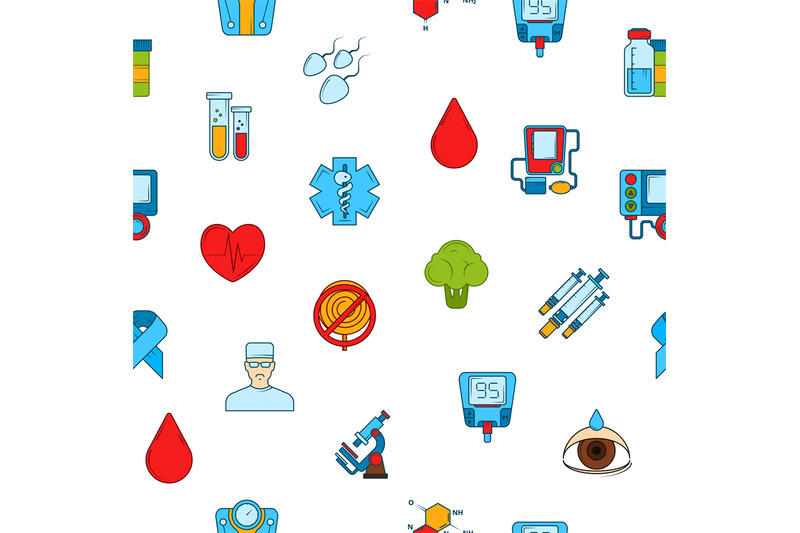 vector-colored-diabetes-icons-pattern-or-background-illustration