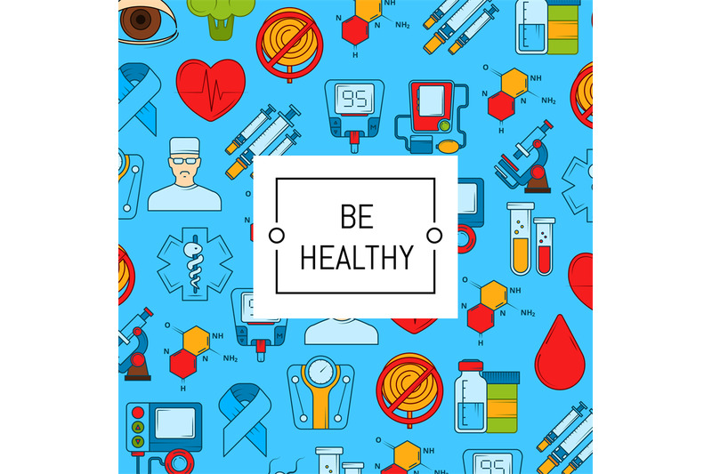 vector-colored-diabetes-icons-background-with-place-for-text-illustrat
