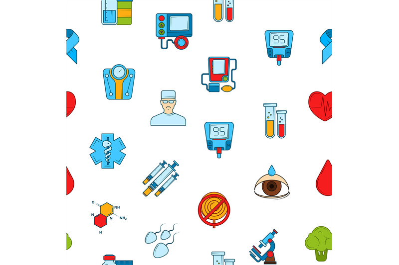 vector-colored-diabetes-icons-pattern-or-background-illustration