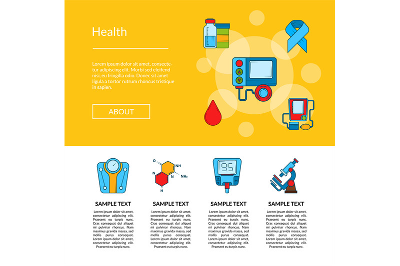 vector-colored-diabetes-icons-web-page-template