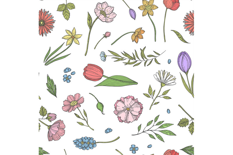 vector-hand-drawn-flowers-pattern-or-background-illustration