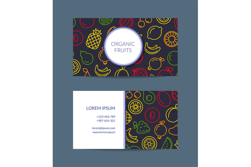 vector-line-fruits-icons-business-card-isolated