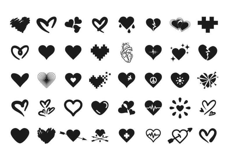 40-heart-icon-set