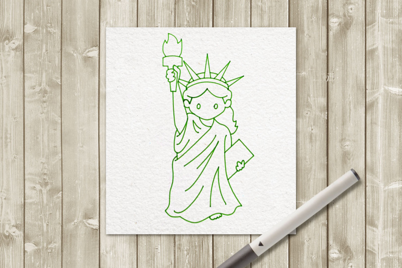 cute-statue-of-liberty-single-line-sketch-for-pens-svg-png-dxf