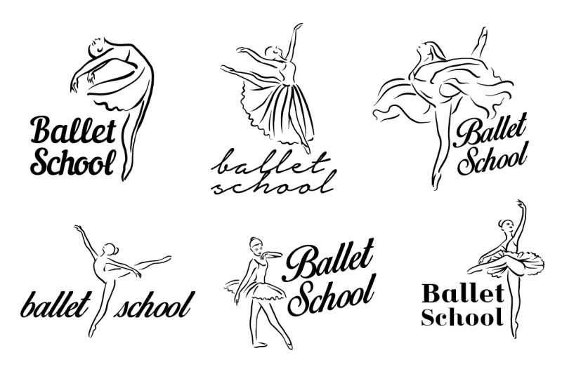 ballerina-illustration-ballet-logo-set
