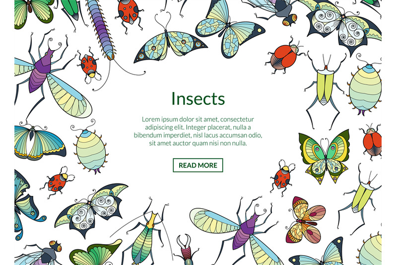 vector-hand-drawn-insects-background-with-place-for-text-illustration