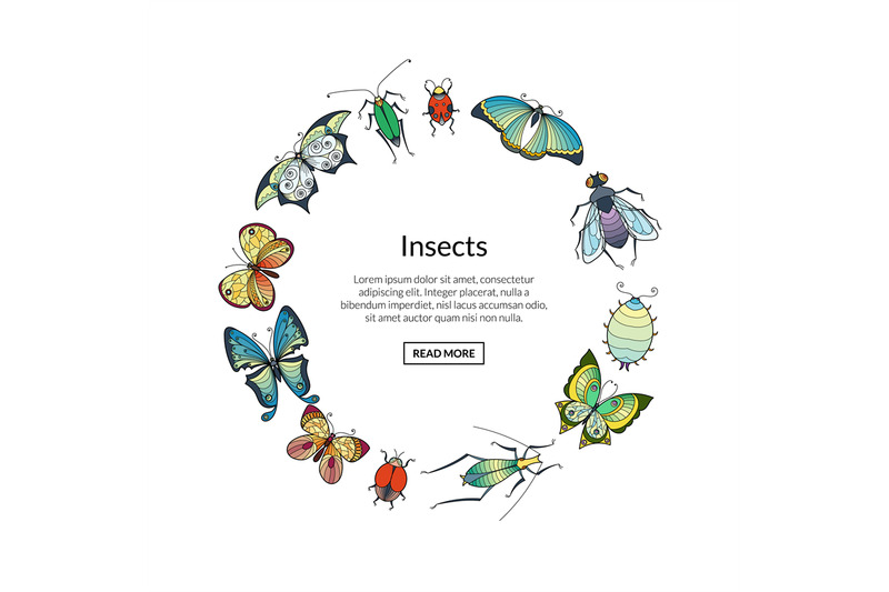 vector-hand-drawn-insects-in-circle-shape