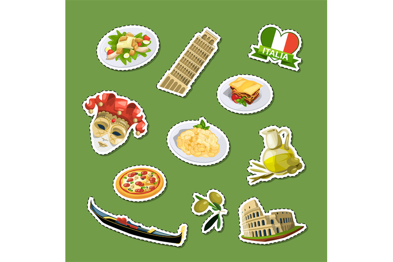 vector-cartoon-italian-cuisine-elements-stickers-set-illustration