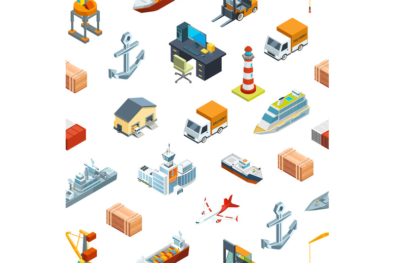 vector-isometric-marine-logistics-and-seaport-pattern-or-background-il