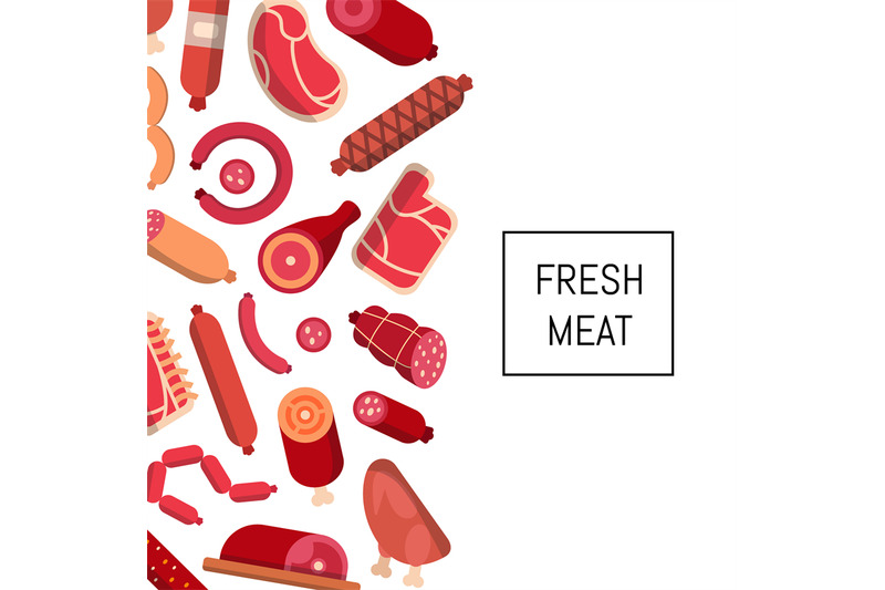 vector-flat-meat-and-sausages-icons-background-with-place-for-text-ill