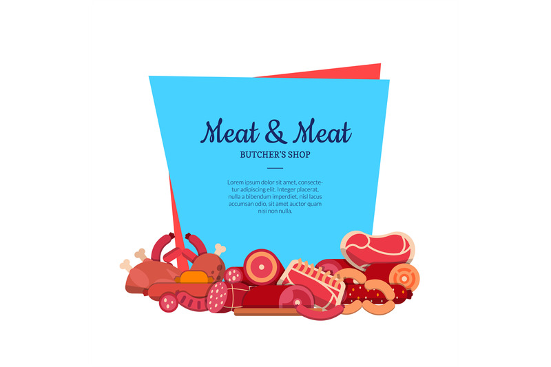 vector-flat-meat-and-sausages-icons-isolated