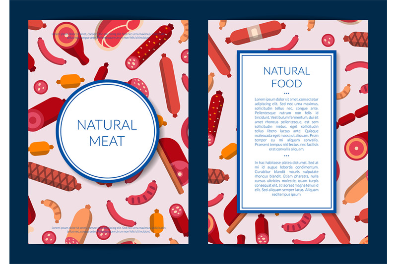 vector-flat-meat-and-sausages-icons-card-or-flyer-template-illustratio