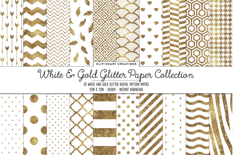 white-and-gold-white-glitter-digital-papers
