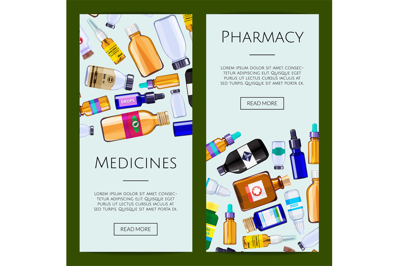 vector-pharmacy-medicine-bottles-web-banner-illustration