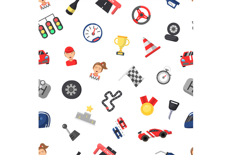 vector-flat-car-racing-icons-pattern-or-background-illustration