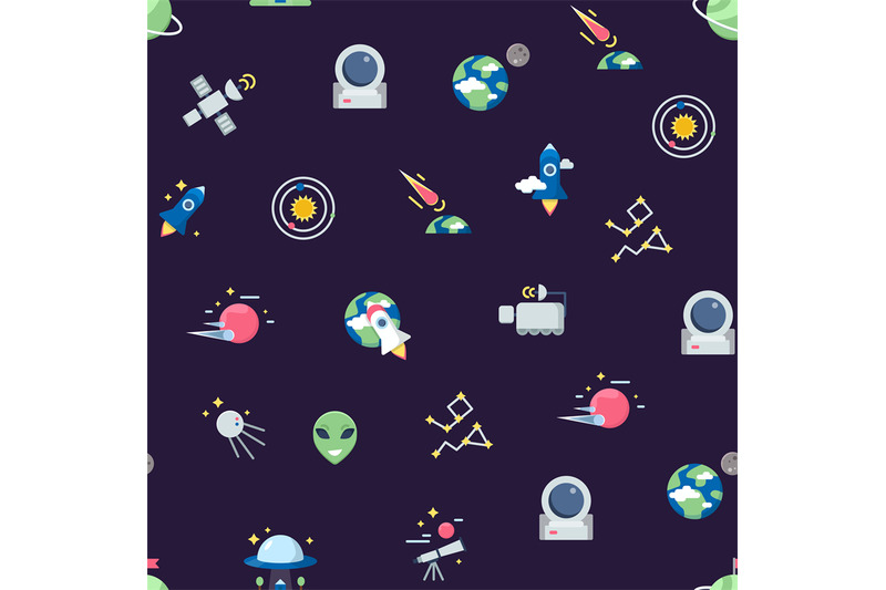 vector-flat-space-icons-pattern-or-background-illustration