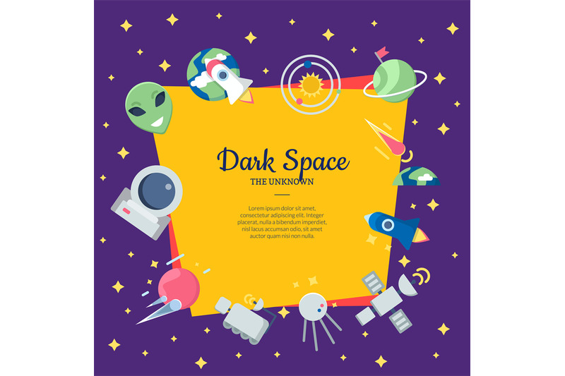 vector-flat-space-icons-background-with-place-for-text-illustration