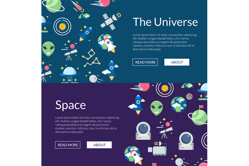 vector-flat-space-icons-web-banner-templates-illustration