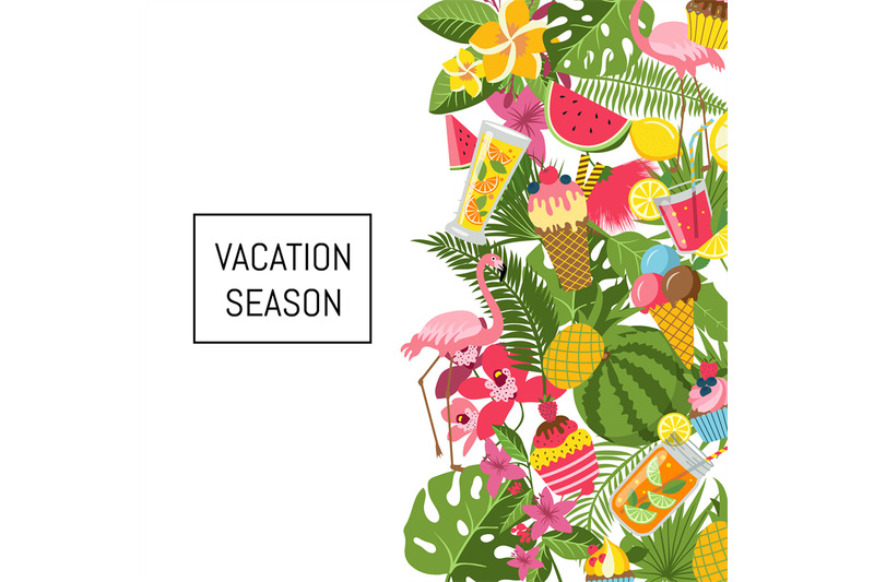 summer-cocktails-flamingo-palm-leaves-background-with