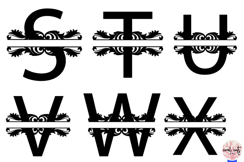 floral-split-letters-monogram-a-to-z-svg-eps-dxf-png-file