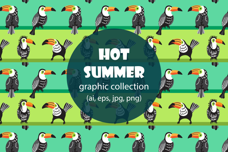 tropical-hot-summer-seamless-patterns-and-illustrations