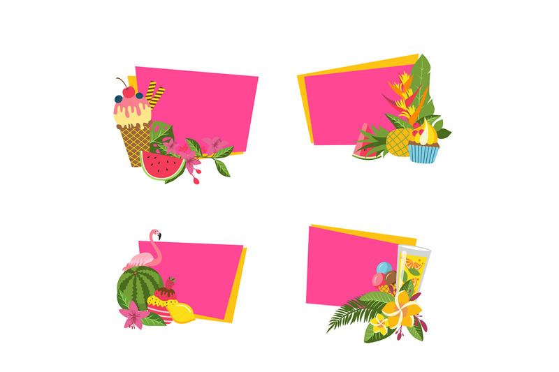 vector-flat-cute-summer-elements-cocktails-flamingo-stickers