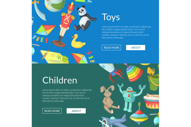 vector-cartoon-children-toys-web-banner-templates-illustration