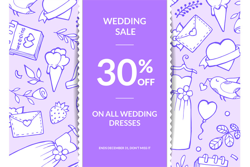 vector-doodle-wedding-elements-sale-poster-banner