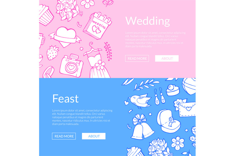 vector-doodle-wedding-elements-web-banner-illustration