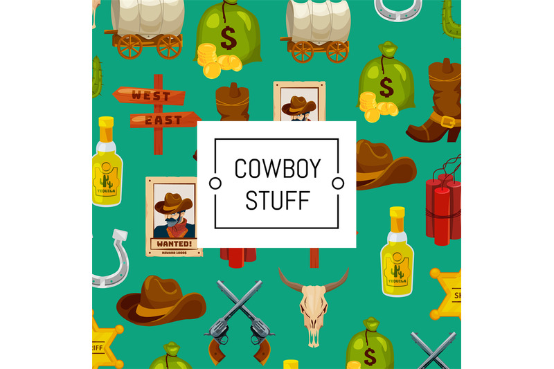 vector-cartoon-wild-west-elements-background-colored