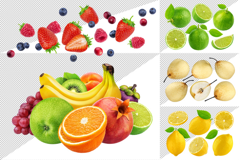 fruits-on-transparent-background