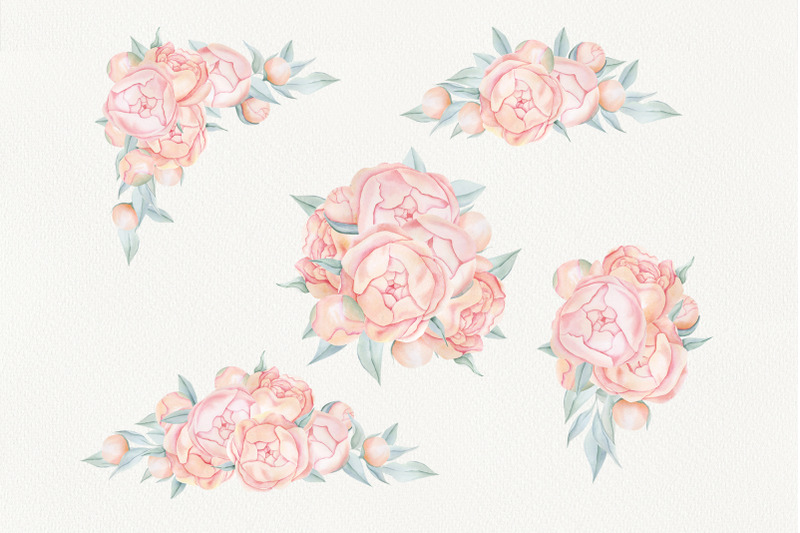 watercolor-peach-roses-bouquets